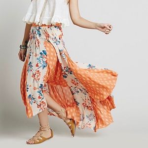 Free People show you off honeysuckle hi lo skirt S